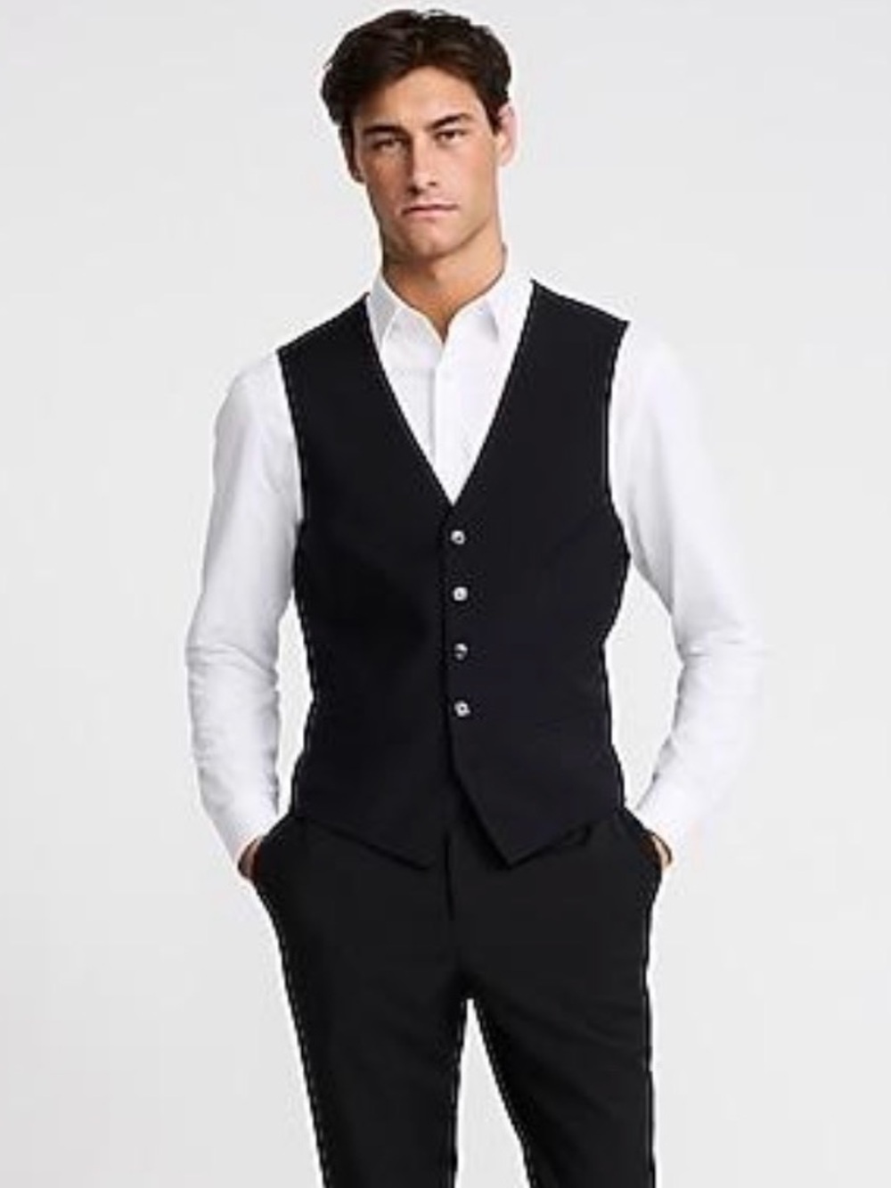NWT Express Men’s Slim Black Wool-Blend Modern Tech Suit Vest XS
